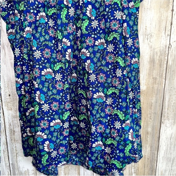 Loft Blue Floral Smocked Shirred Blouse - Picture 8 of 9